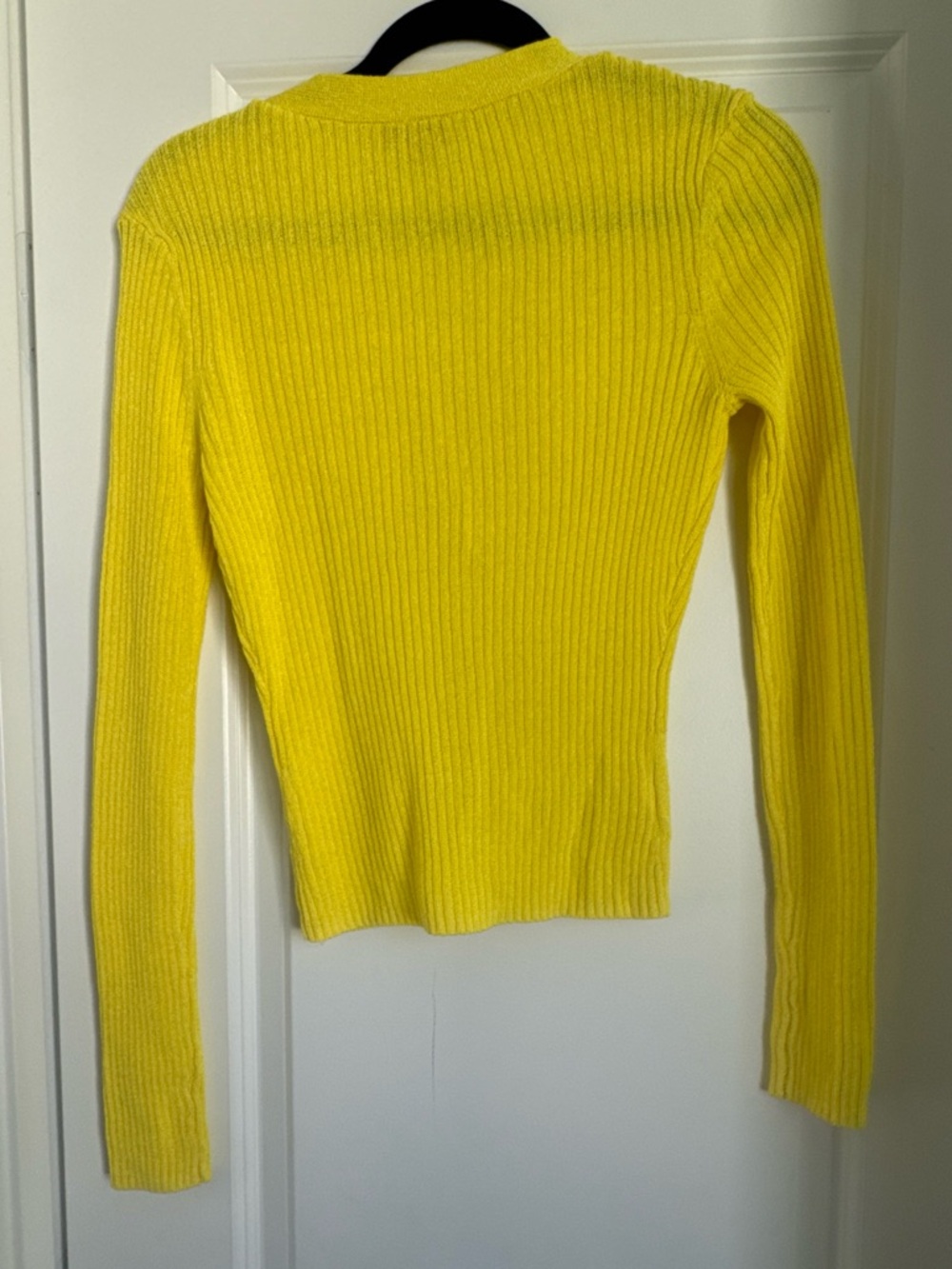 STAUD Alastor Mother Of Pearl Button Detail Yellow Cardigan Sweater Size Small - Picture 6 of 8